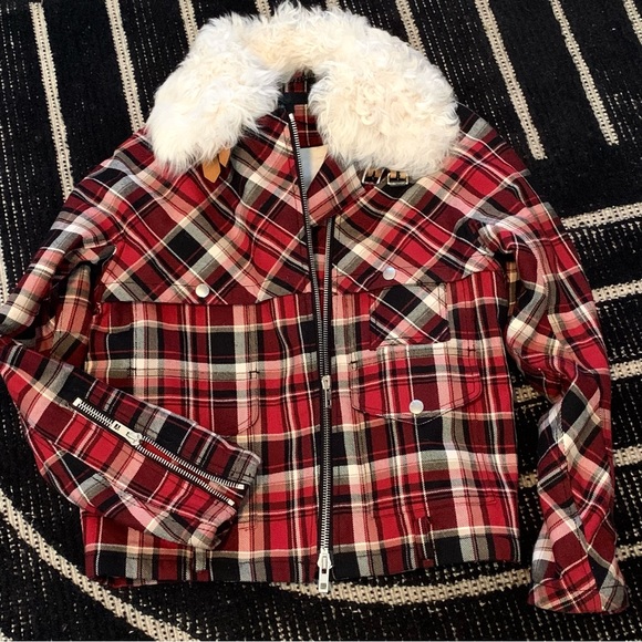 Rag & Bone Etiene Plaid Jacket | With Genuine Lamb Fur Collar | XXS | EUC - Picture 7 of 8